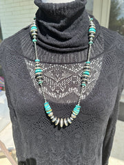 32" Graduated Kingman and Rondelle Necklace