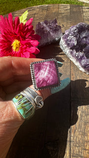 Adjustable Purple Spiny Square Ring #4