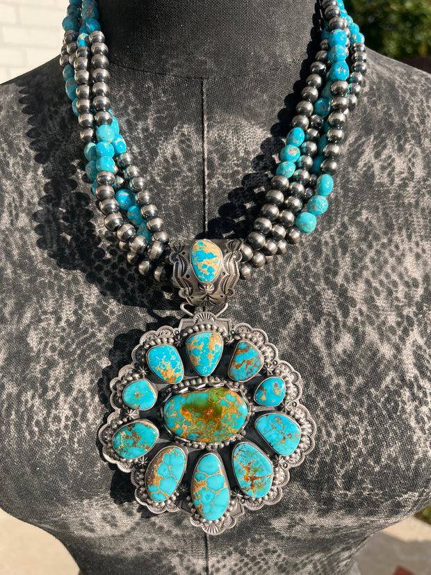 Royston Pendant on 4 Strand Bead Necklace