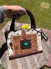 Cowhide Concho Book/Bible Cover