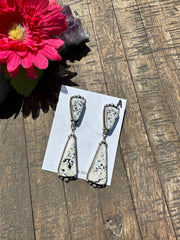 2 Stone White Buffalo Earrings- A