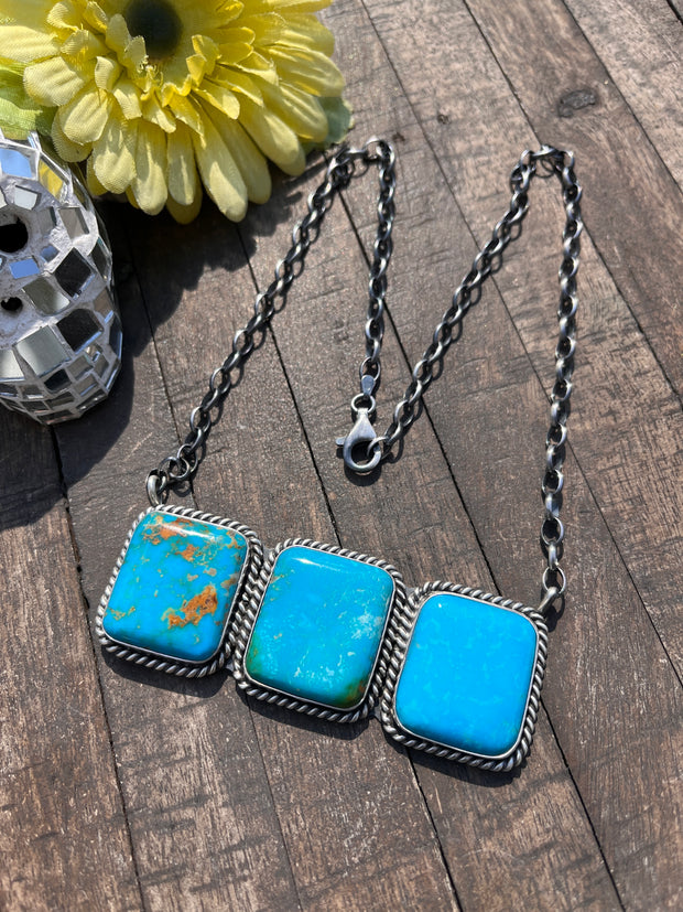 3 Stone Square Necklace #1-9