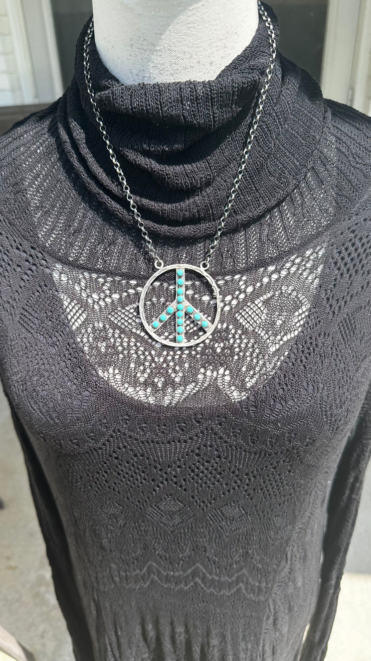 Blue HCC Peace Sign Necklace