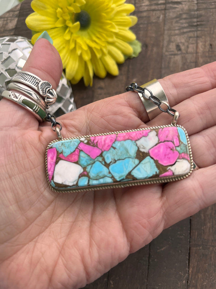 XL Cotton Candy Kingman Bar Necklace- 2