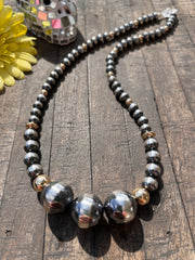 18" Navajo Style Pearl and Gold Filled Beads