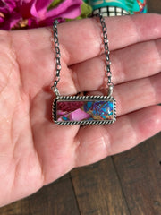 Pink Dahlia Kingman Bar Necklace #4