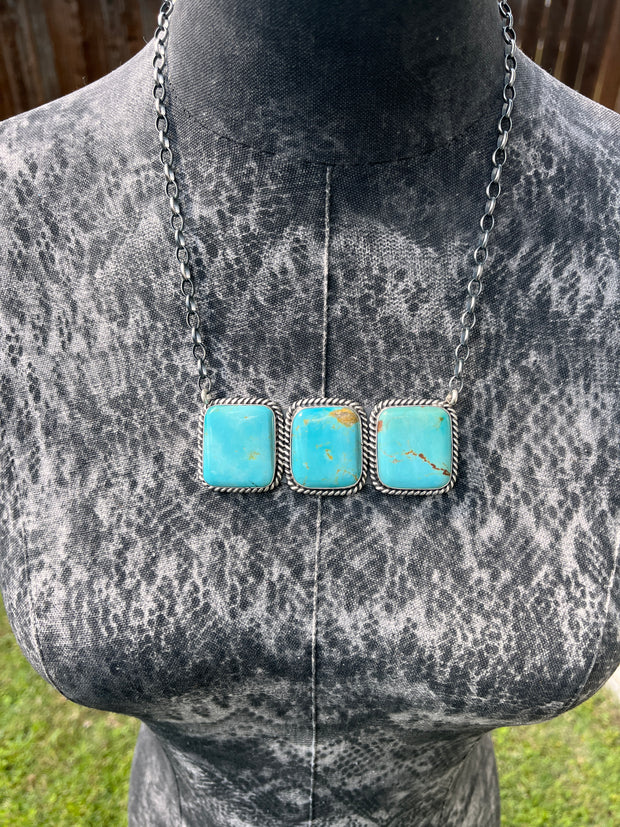 3 Stone Square Necklace #1-9