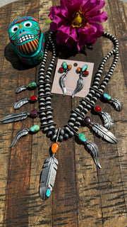 Multi Color Feather Necklace Set