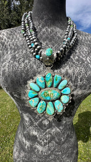 Multi Strand Pearl and Sonoran Gold Pendant Necklace #3