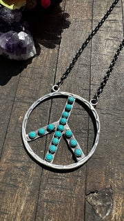 Blue HCC Peace Sign Necklace