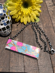 XL Cotton Candy Kingman Bar Necklace A-H