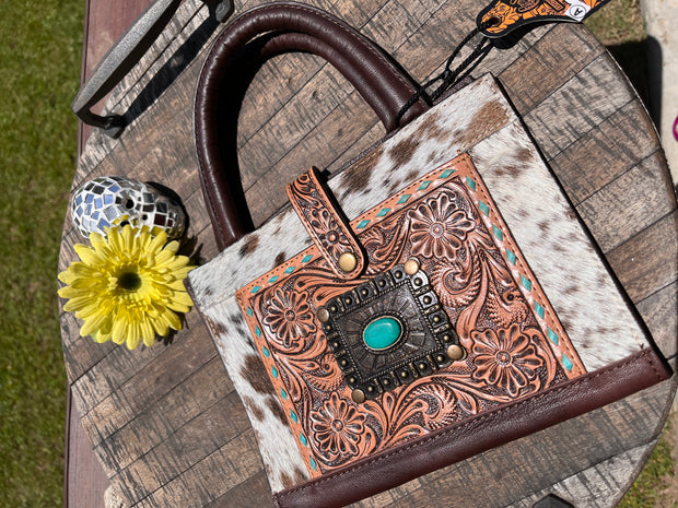 Cowhide Concho Book/Bible Cover