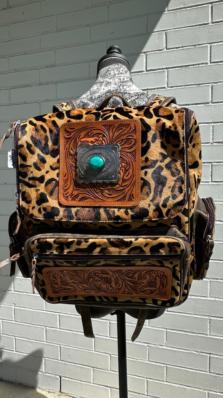 Leopard Cowhide Backpack