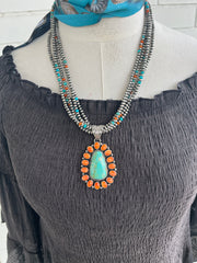 5 Strand Necklace with Multicolor Pendant