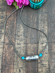 18" Navajo Pearl and Kingman Necklace