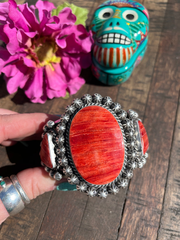 3 Stone Red Spiny Cuff