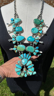 Kingman Turquoise Squash Blossom Set