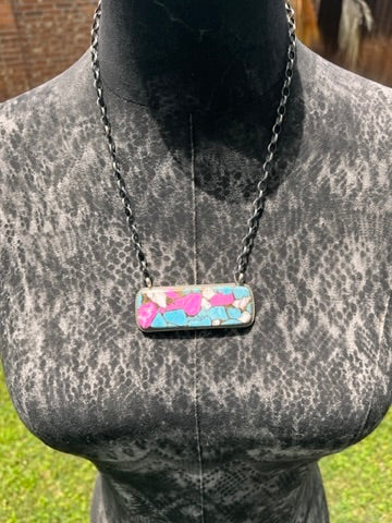 XL Cotton Candy Kingman Bar Necklace- 4