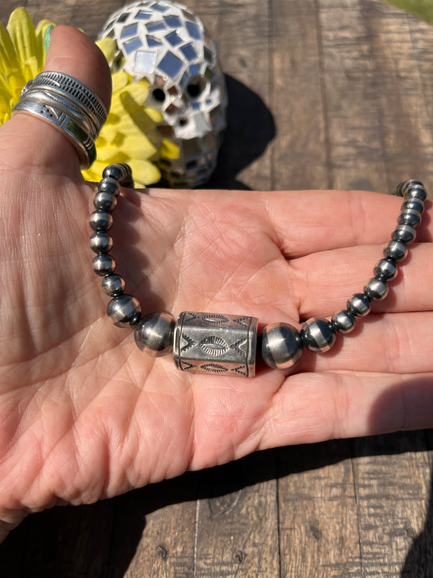 Stamped Pearl Necklace