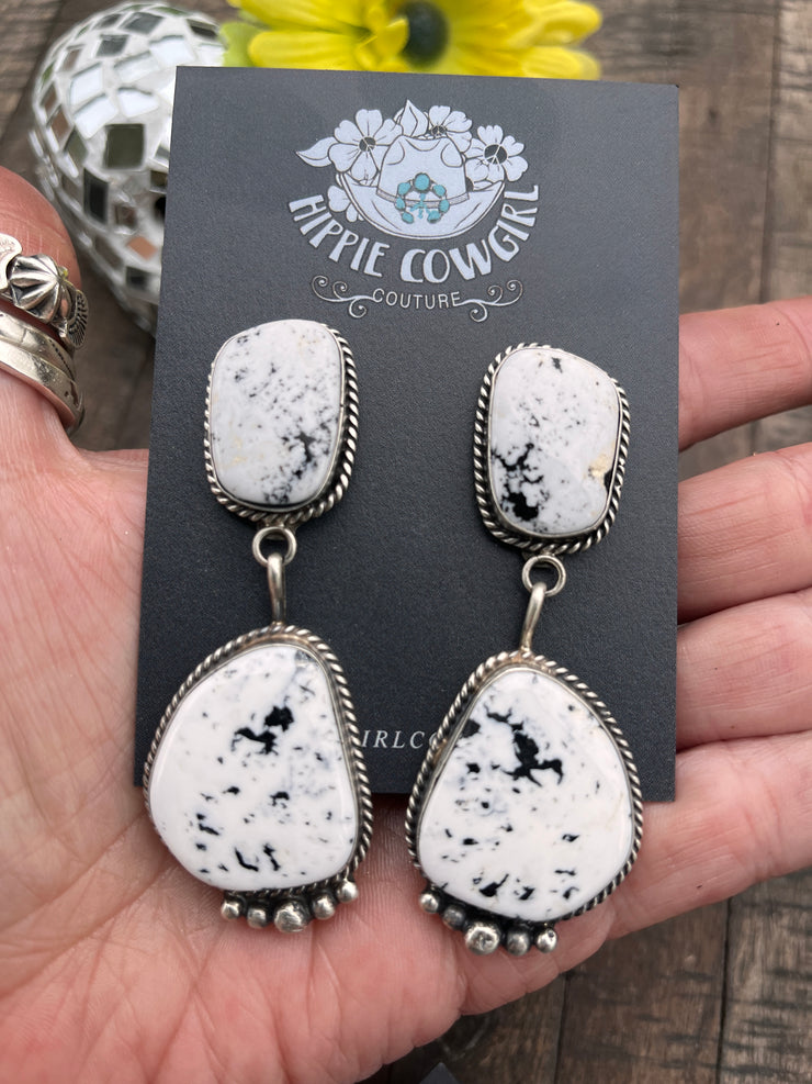 2 Stone White Buffalo Earrings