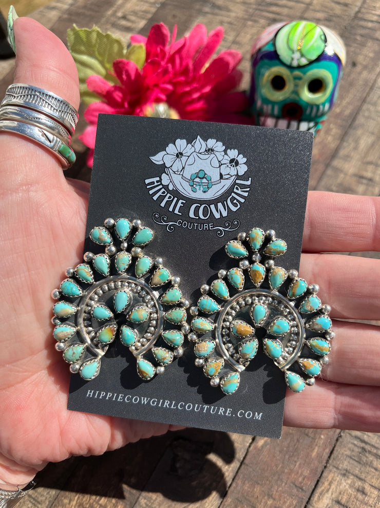 Green Naja Cluster Stud Earrings