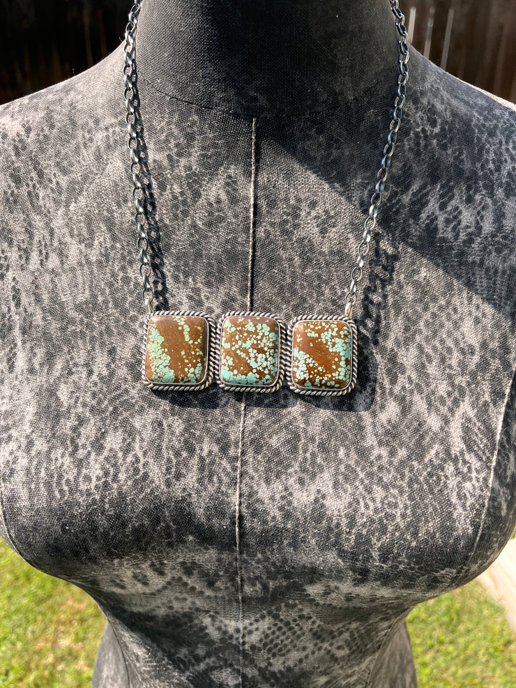 3 Stone Square Necklace #1-9