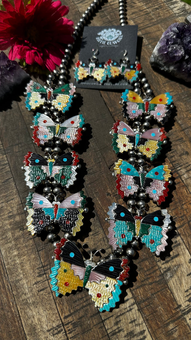 Inlay Butterfly Necklace Set