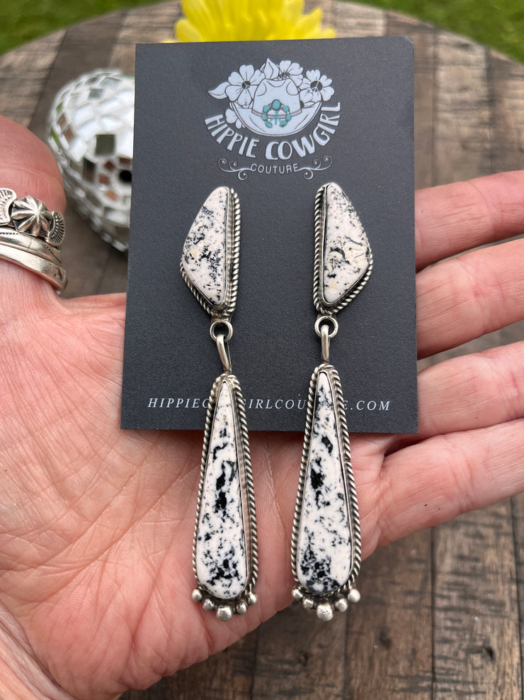 2 Stone White Buffalo Earrings