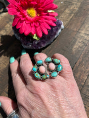 Adjustable "Cotton Candy" and Kingman Cluster Ring #3
