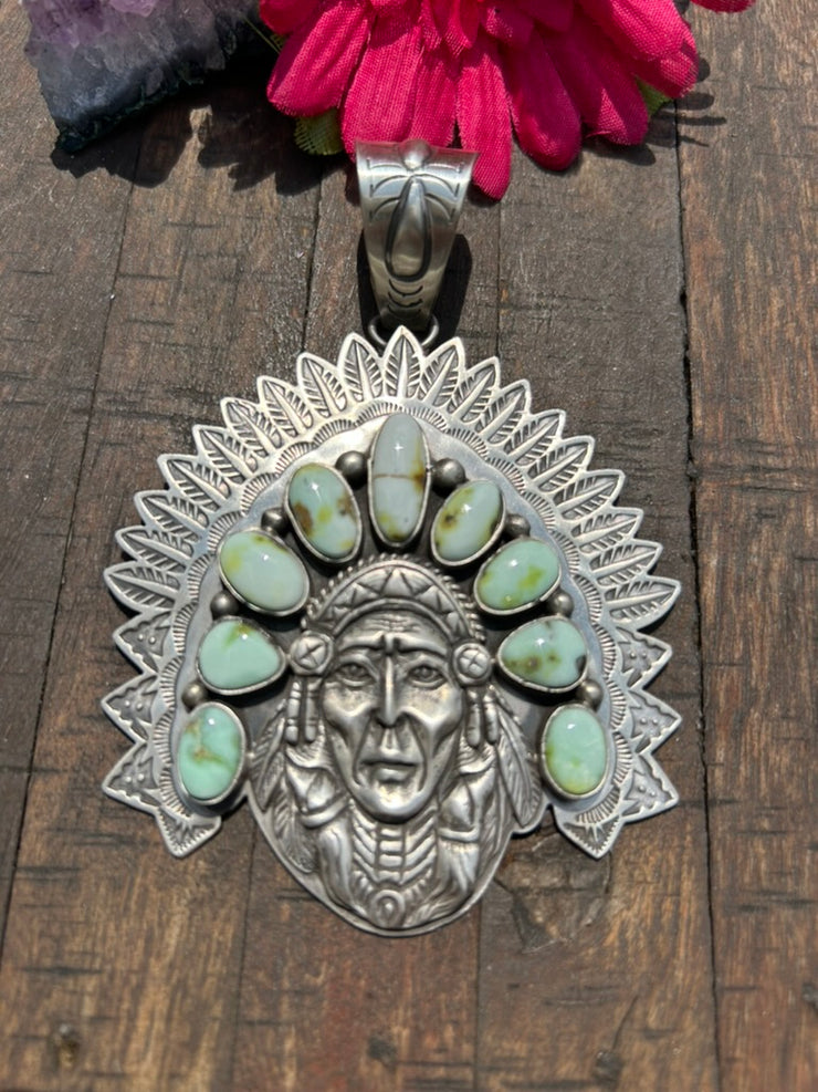 Palomino Variscite Warrior Pendant