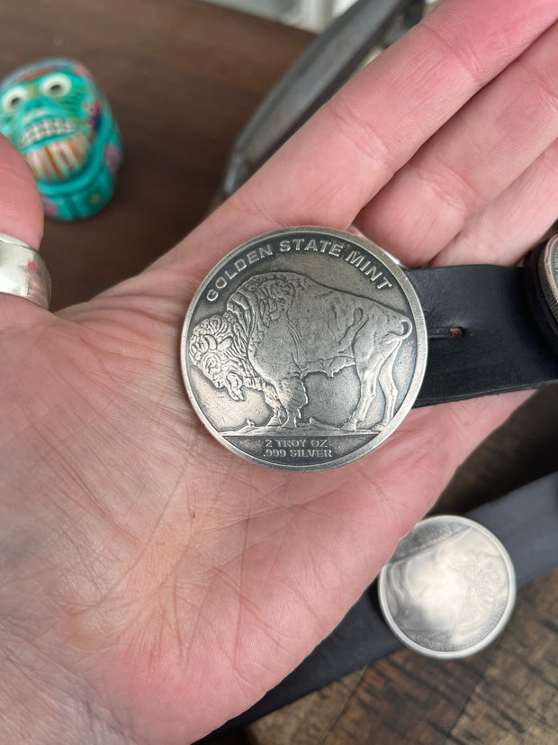 Sterling Buffalo Coin Concho Belt