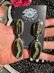 XL Blackjack Turquoise Two Stone Earrings