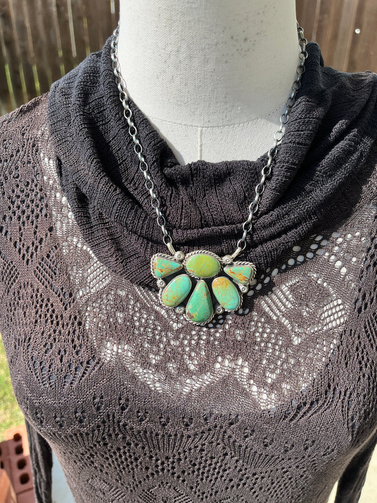 Green Kingman Half Cluster Necklace #2