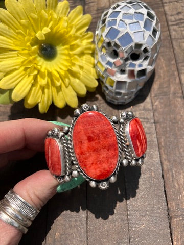 3 Stone Red Spiny Cuff