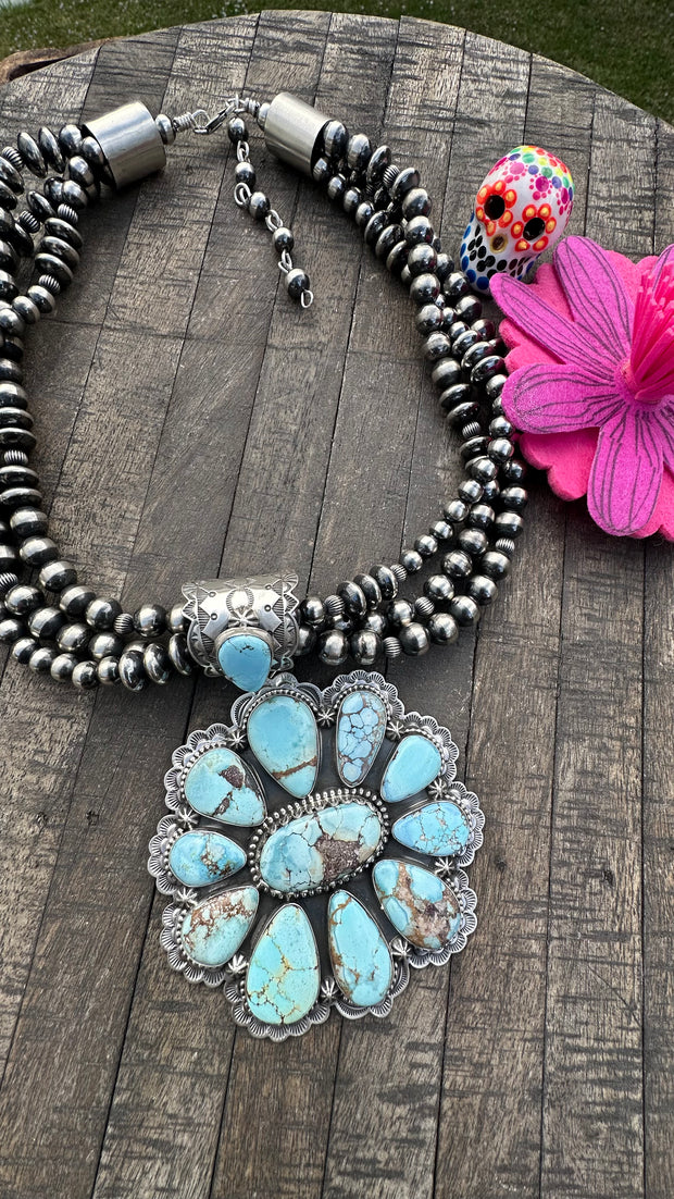 Multi Strand Pearl and Golden Hills Pendant Necklace #2