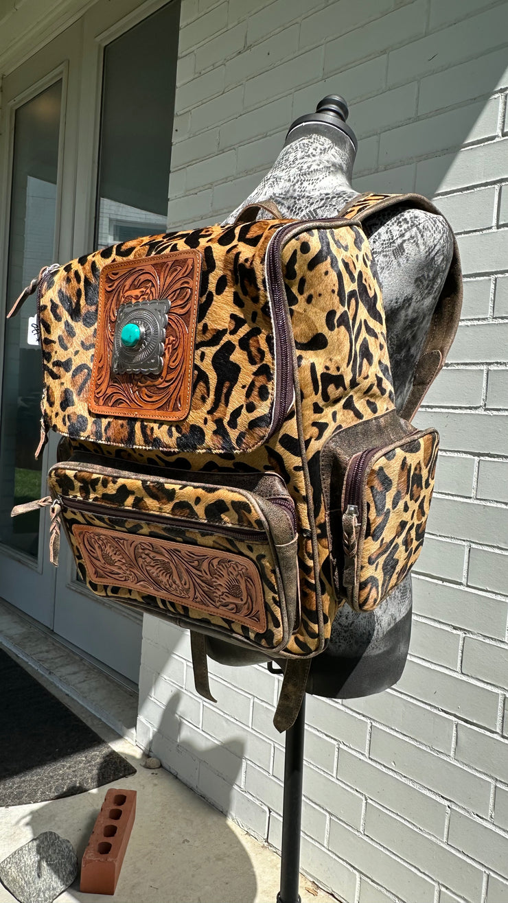 Leopard Cowhide Backpack