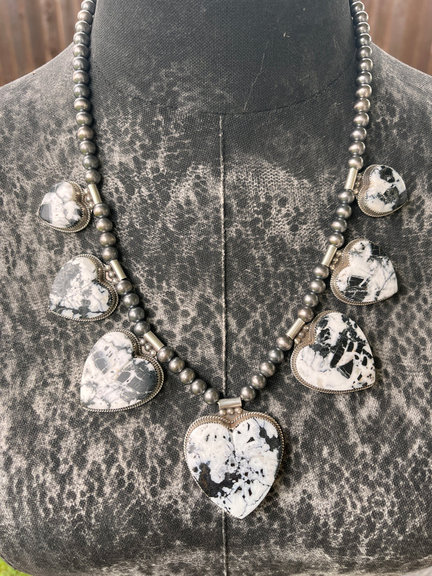 White Buffalo Heart Necklace