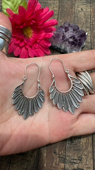 Feather Hoop Earrings