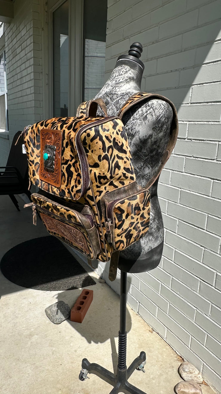 Leopard Cowhide Backpack