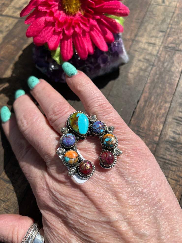 Adjustable Multi Stone Naja Ring #1