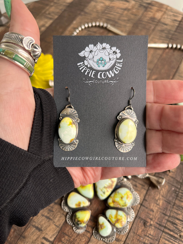 Palomino Variscite Squash Blossom Set