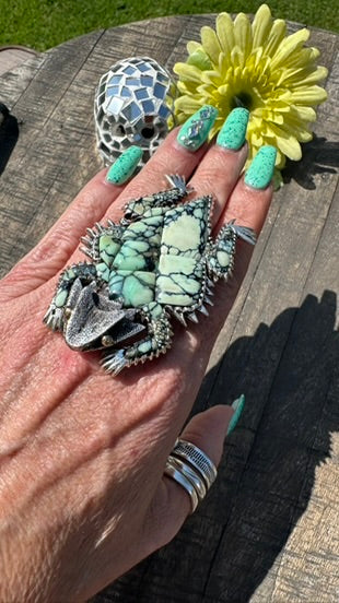 Variscite Horned Frog Ring