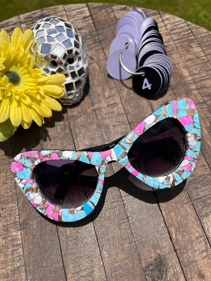 Handmade Cotton Candy Kingman Inlay Sunglasses #4