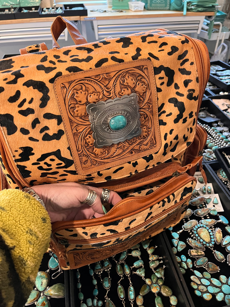 Leopard Cowhide Backpack