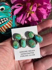 3 Stone Sonoran Gold Earrings #1