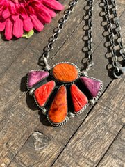 Spiny Multicolor Half Cluster Necklace #2