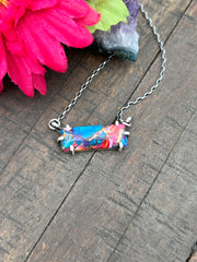 Waterproof Pink Dahlia Bar Necklace #11