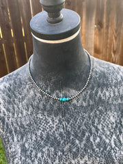 18" "Navajo Style" Pearls and Turquoise Necklace