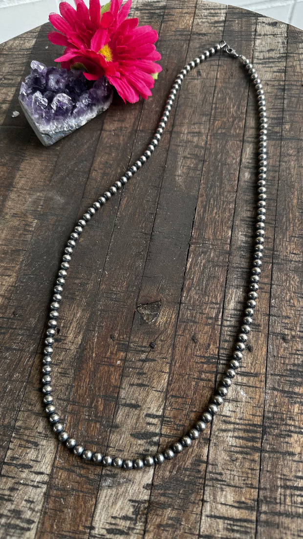 30" 6MM "Navajo Style" Sterling Pearls