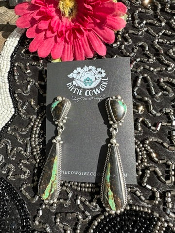 Blackjack Turquoise Two Stone Earrings #3